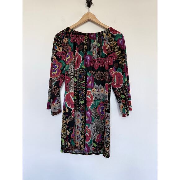 ALBERTO MAKALI floral leopard print black lace bell sleeve silk minidress - Picture 7 of 8